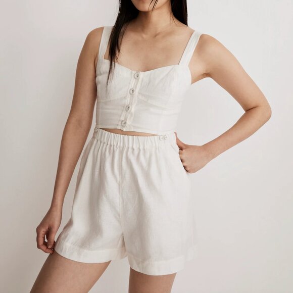 🌿 Madewell Modular Sleeveless Linen Romper – Size 12 - Picture 1 of 13